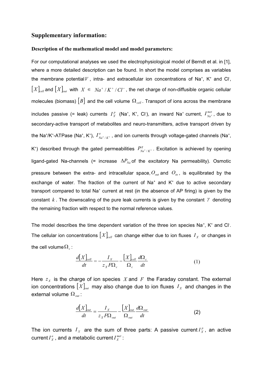 Description of the Mathematical Model