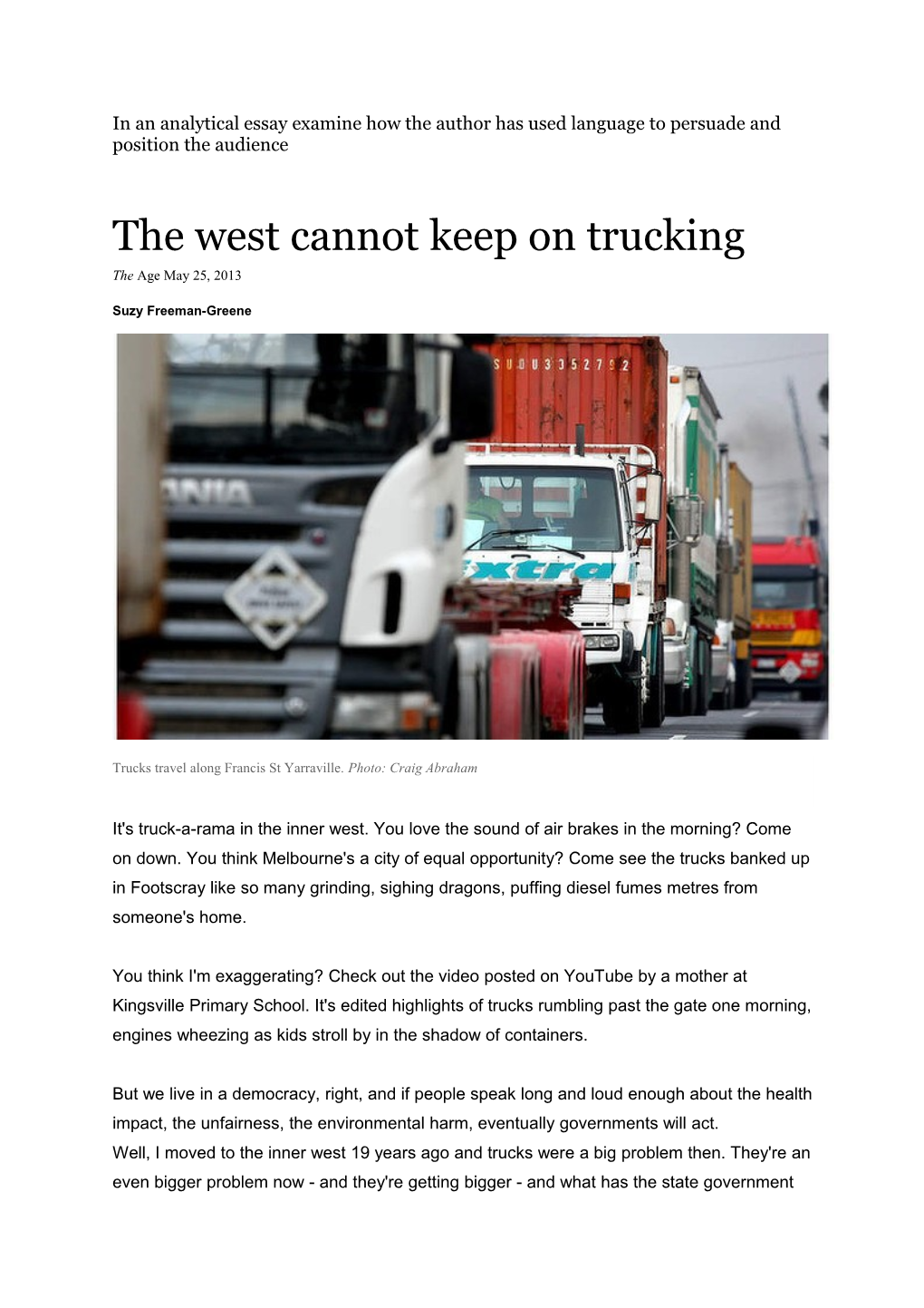 The West Cannot Keep on Trucking