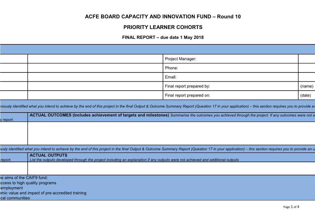 ACFE BOARD CAPACITY and INNOVATION FUND Round 10