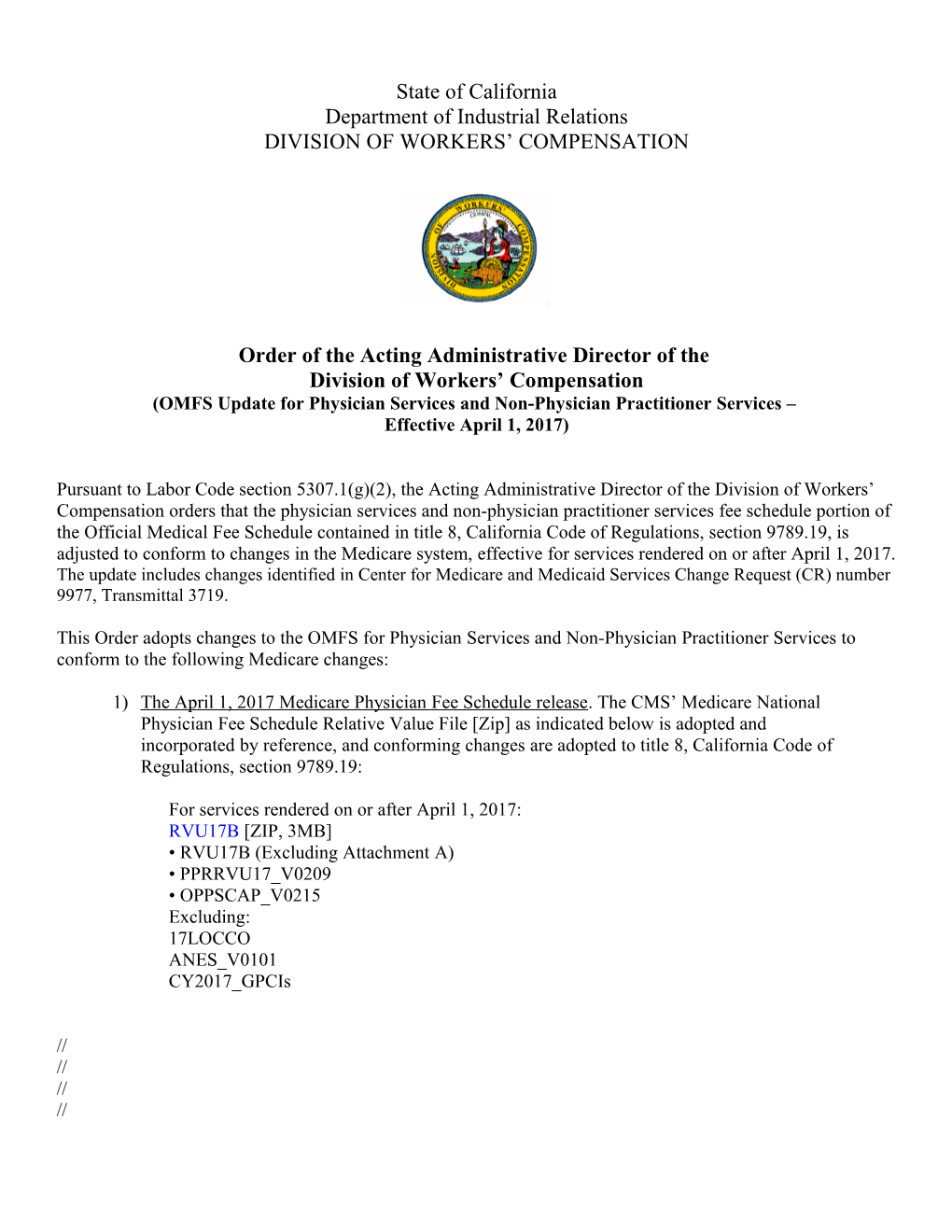 Order of the Acting Administrative Director of The s2