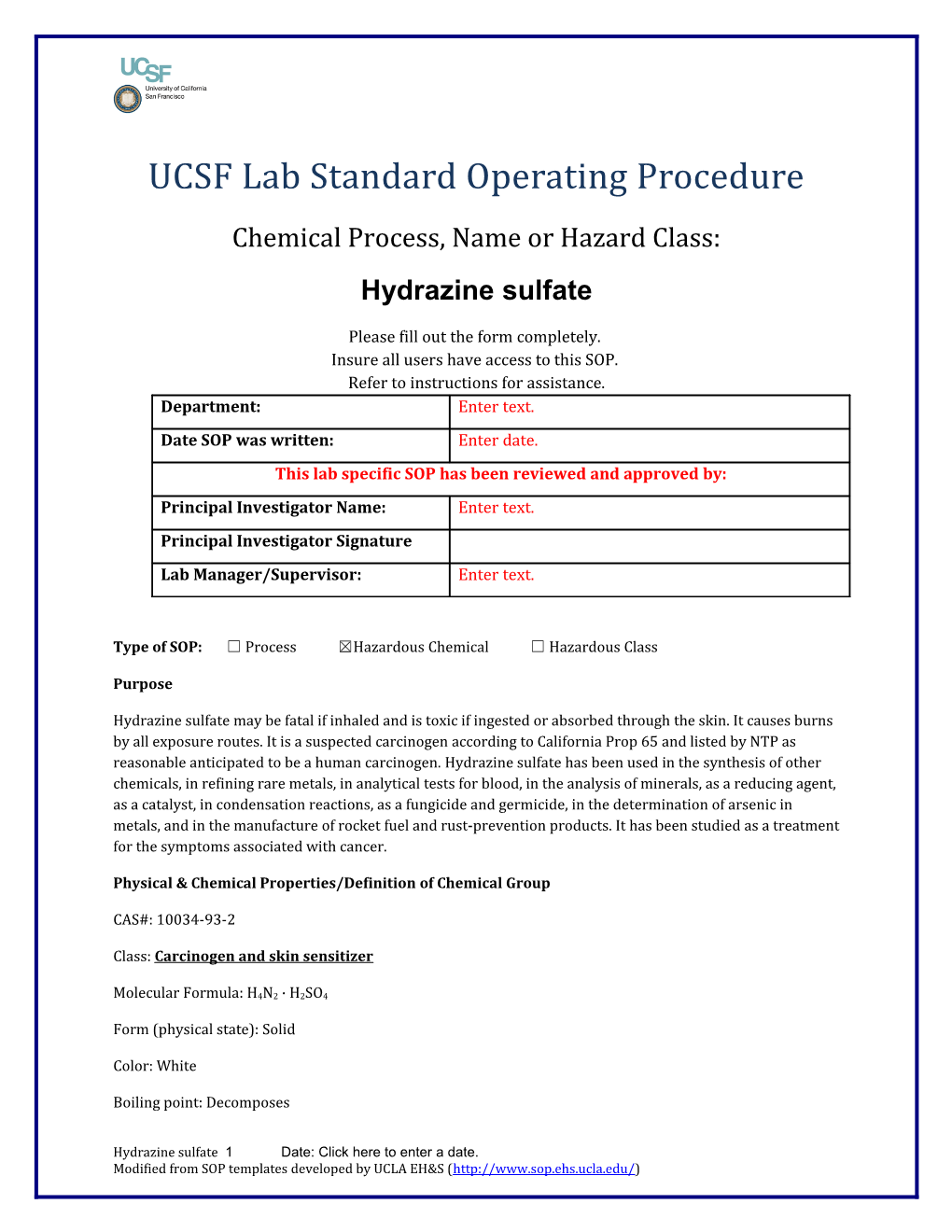 UCSF Lab Standard Operating Procedure s20
