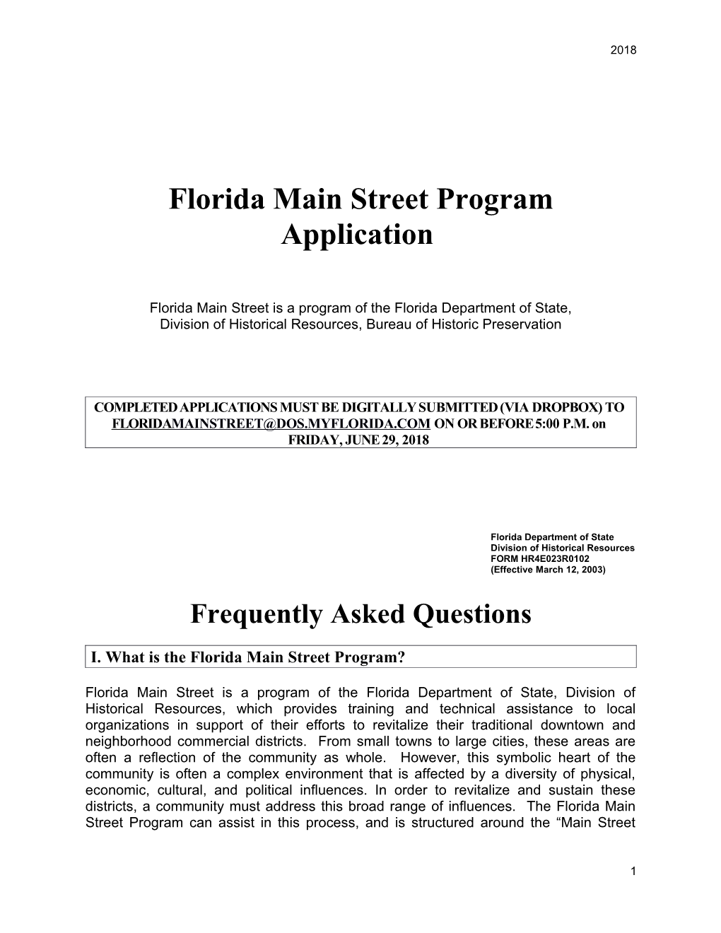 Florida Main Street Program