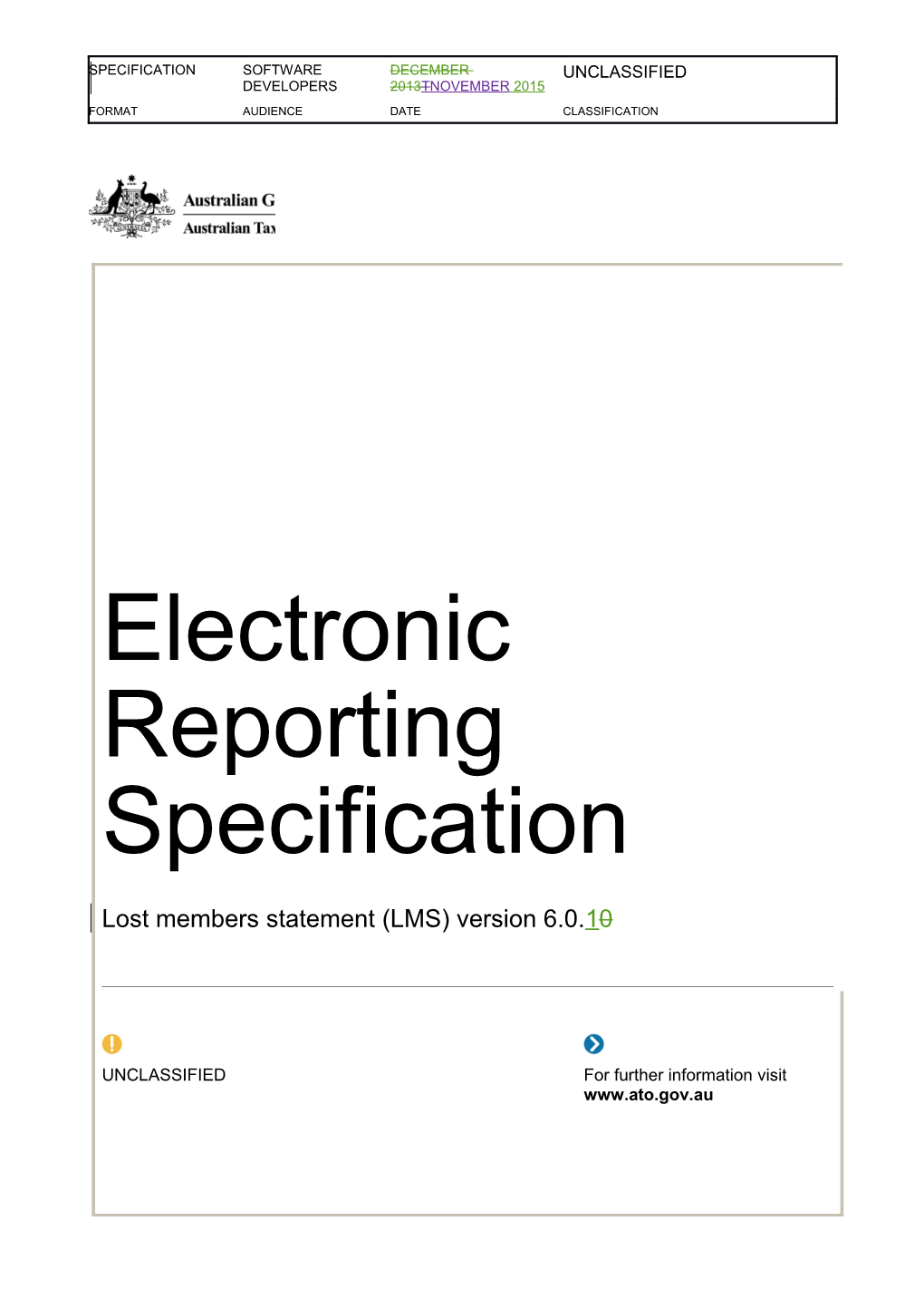 Electronic Reporting Specification Lost Member Statement