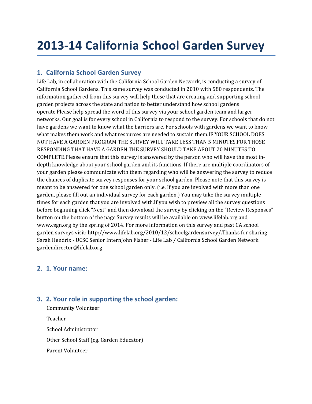 2013-14 California School Garden Survey