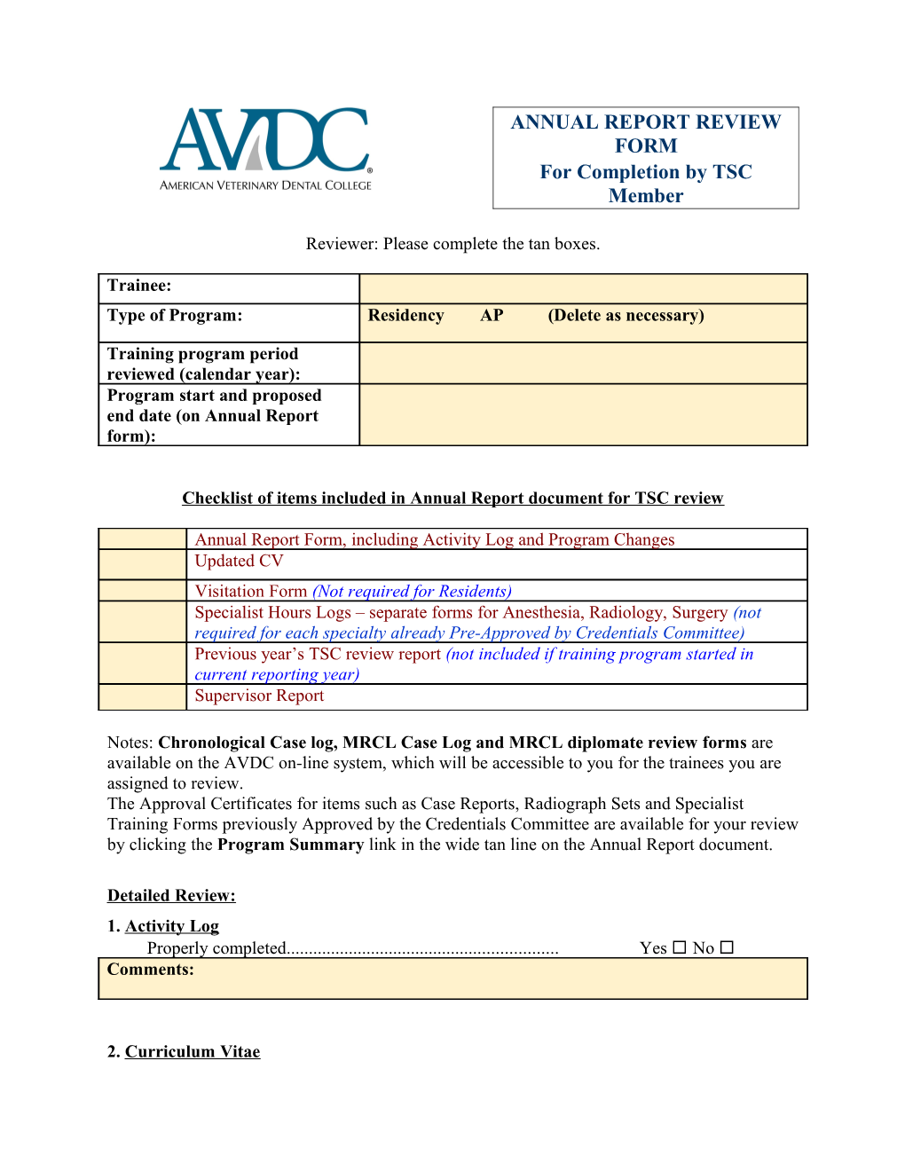 AVDC Training Support Committee