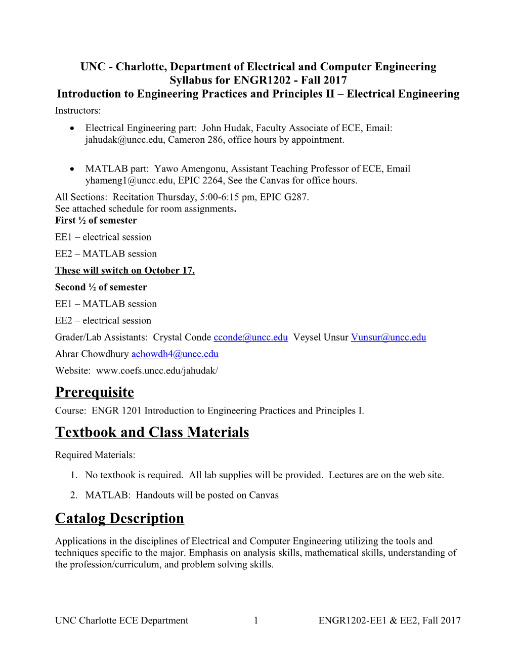 ECGR4101/5101 Embedded Systems Syllabus