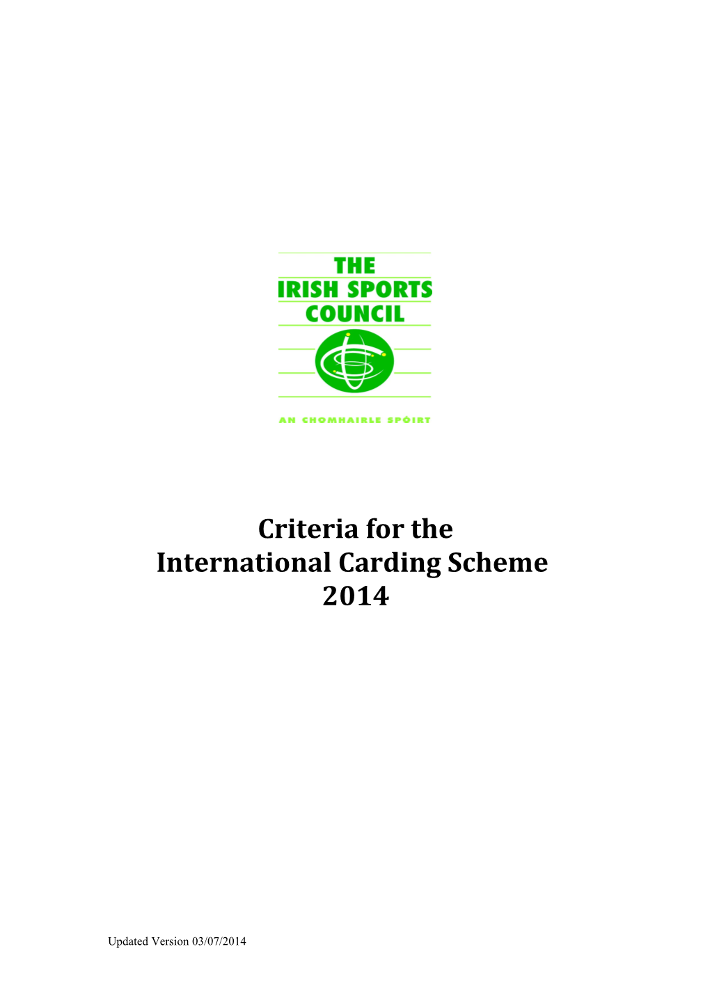 Sports Included on the 2014 Carding Scheme Are