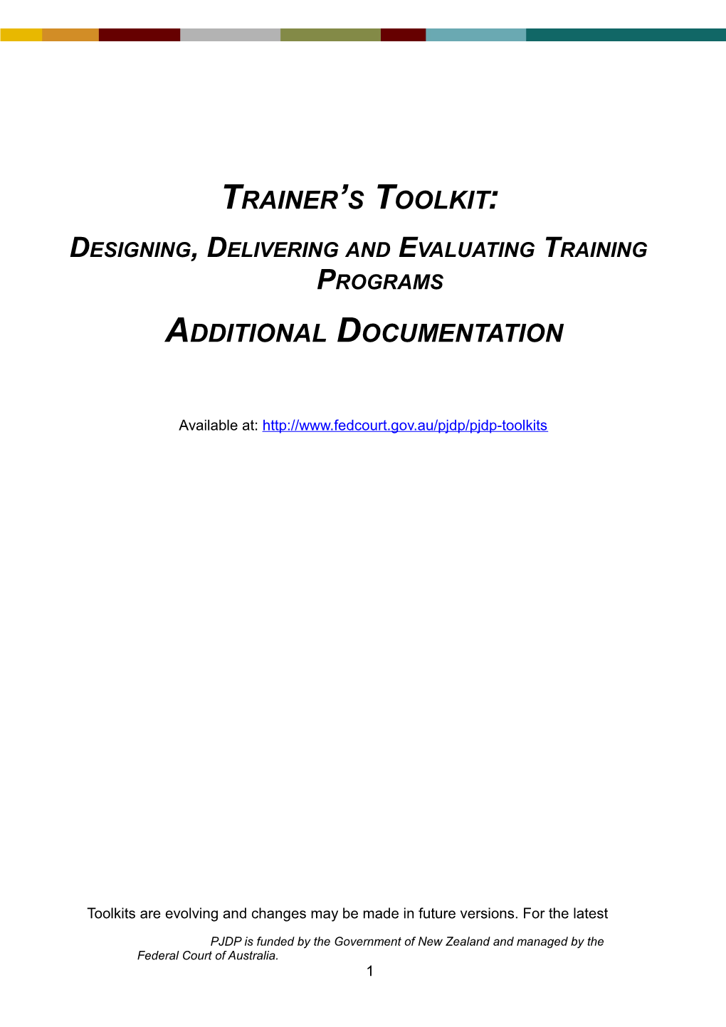 Trainer's Toolkit Additional Resources