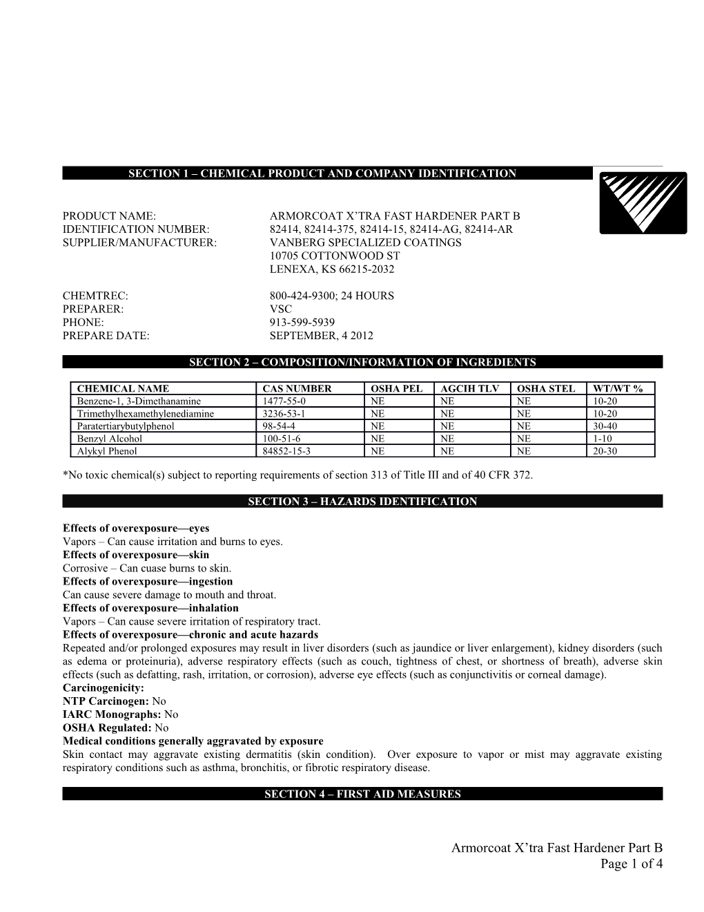 Section 1 Chemical Product and Company Identification s3