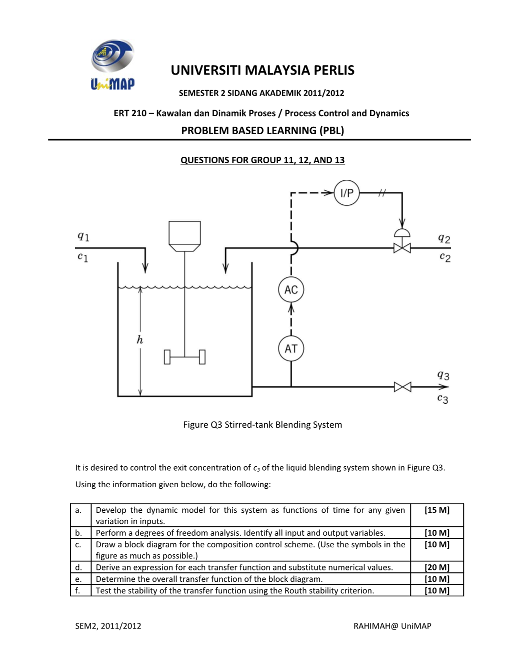 Ert 210 Process Dynamics and Control