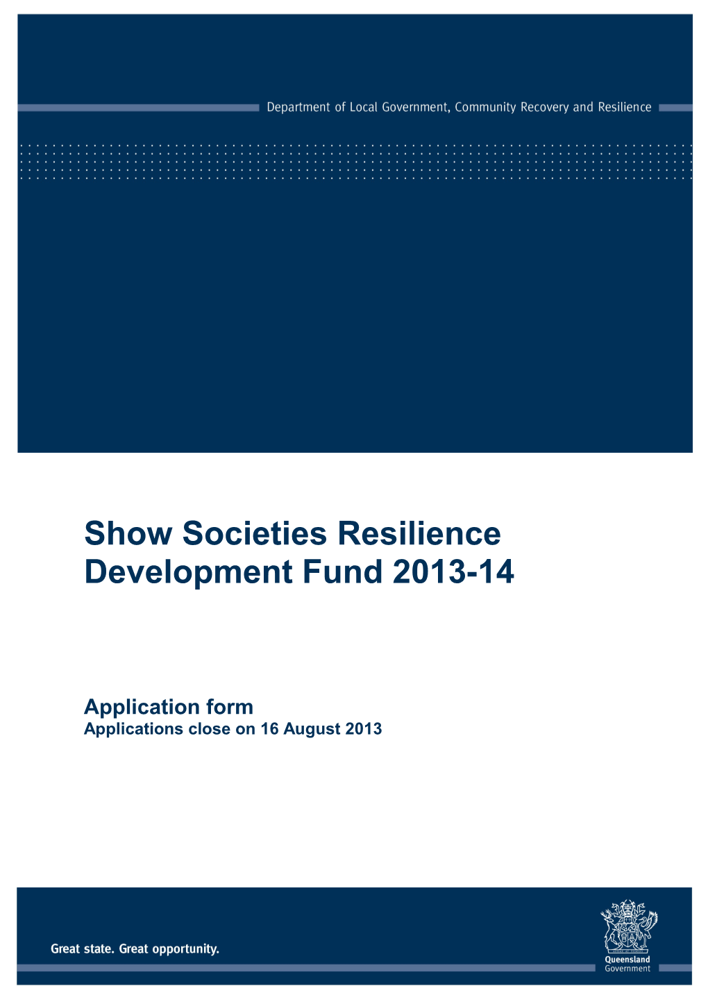 Show Societies Resilience Development Fund 2013-14 Application Form