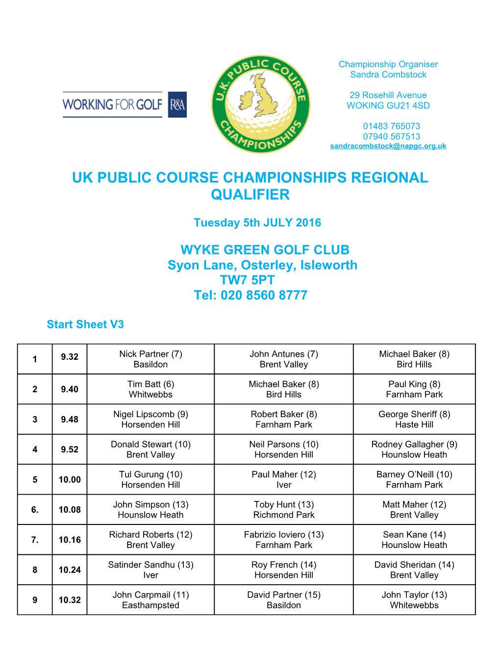 Uk Public Course Championships Regional Qualifier