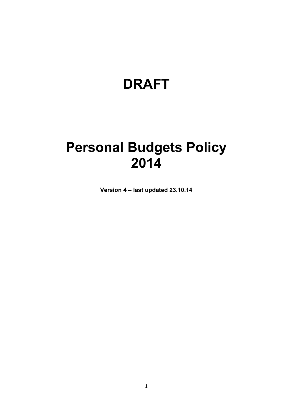 Personal Budgets Policy
