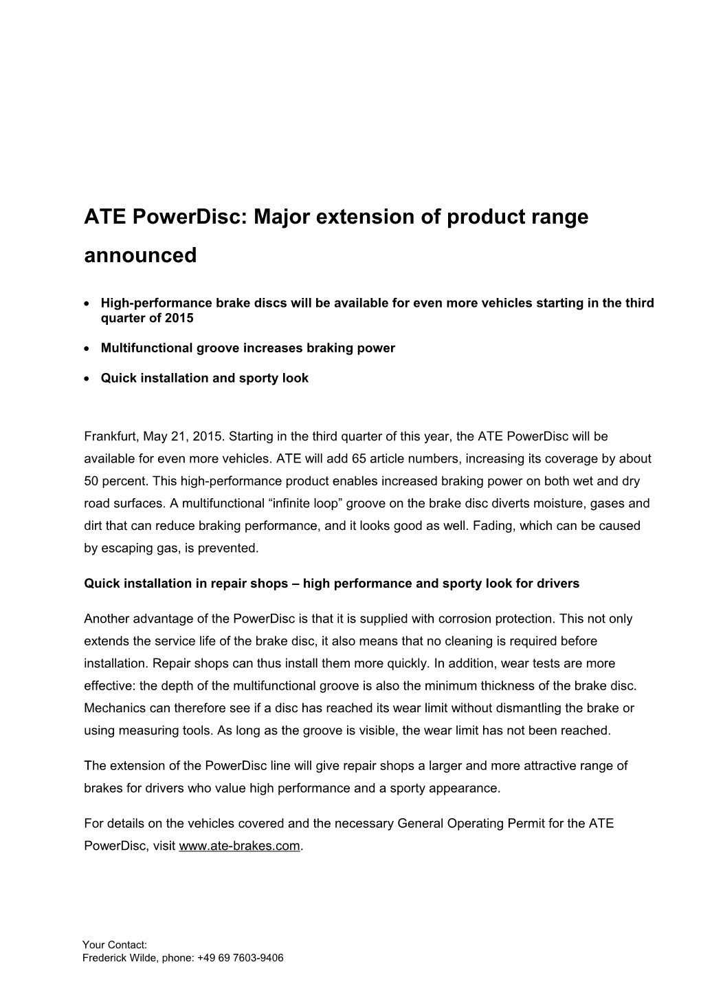 ATE Powerdisc: Major Extension of Product Range Announced