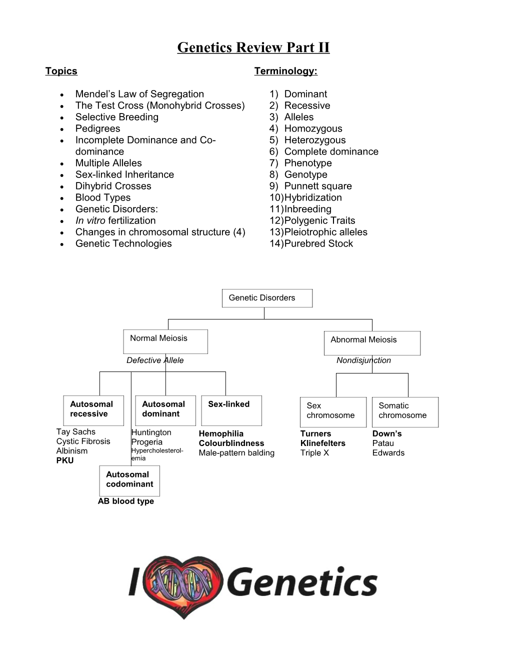 Genetics Review Part II