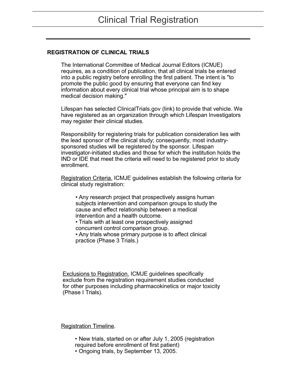 Registration of Clinical Trials