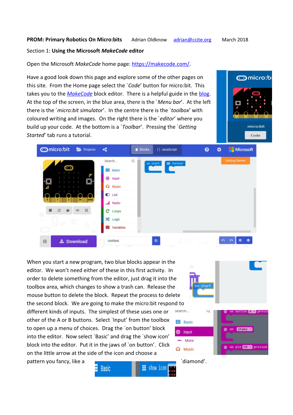 PROM: Primary Robotics on Micro:Bits Adrian Oldknow Arch 2018