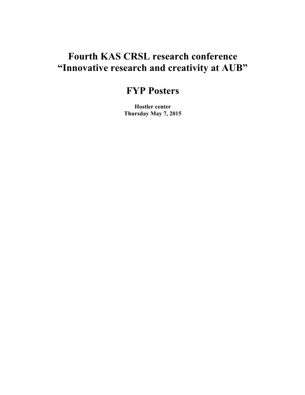 Fourth KAS CRSL Research Conference