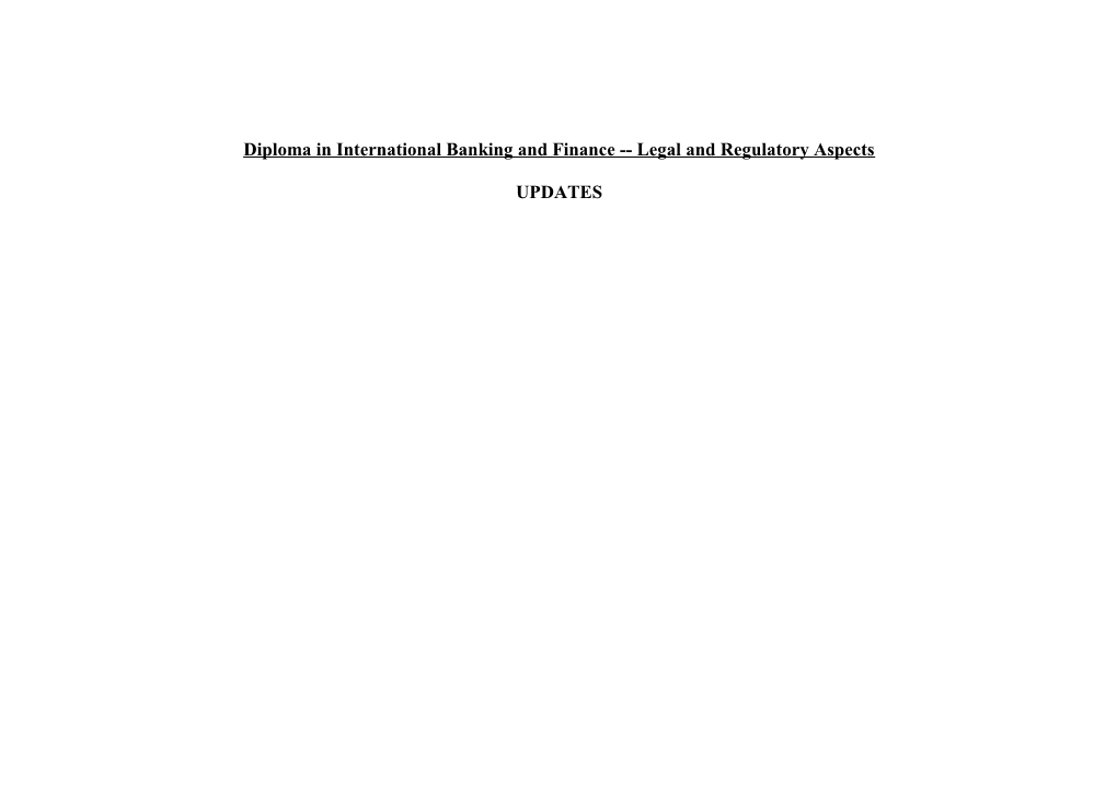 Diploma in International Banking and Finance Legal and Regulatory Aspects