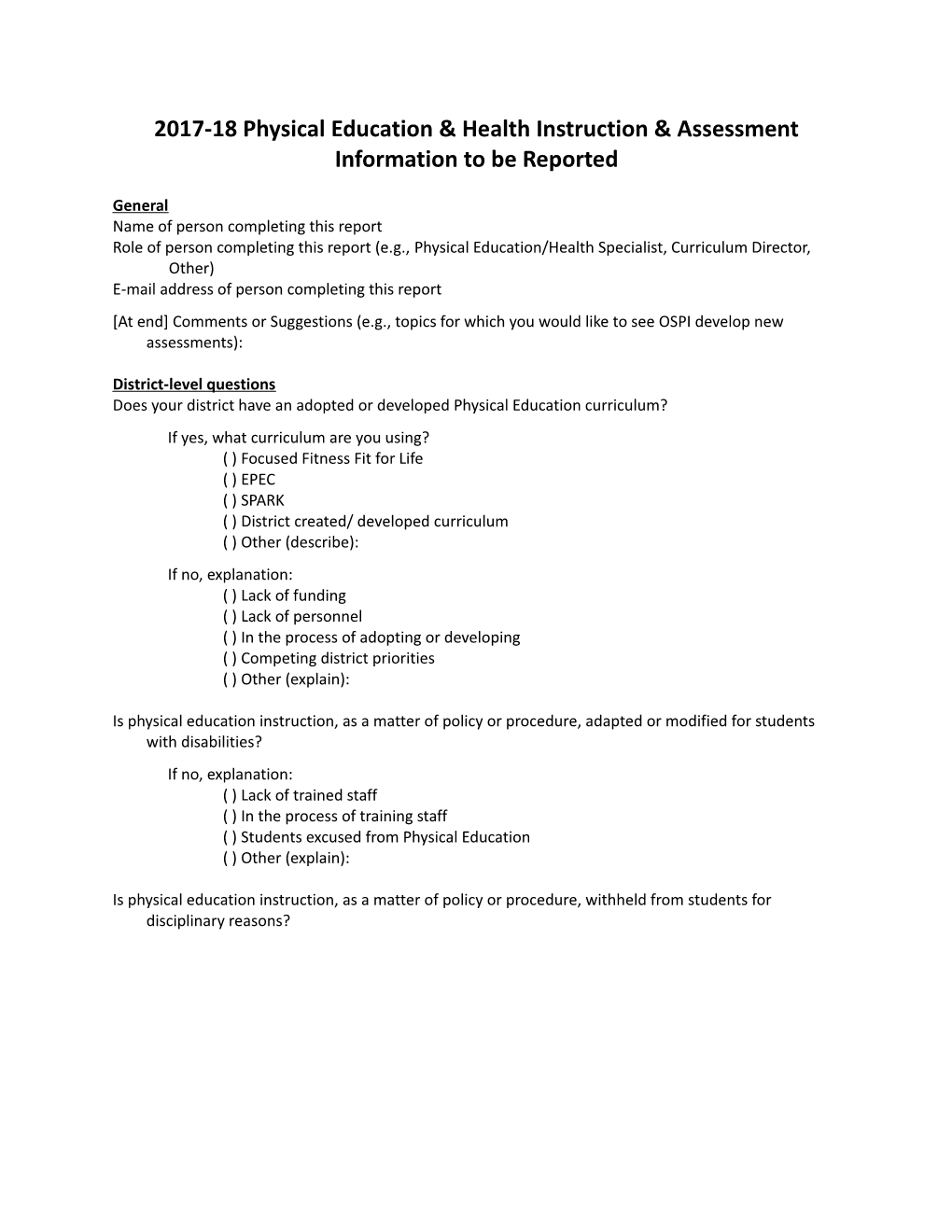 2017-18 Physical Education & Healthinstruction & Assessment