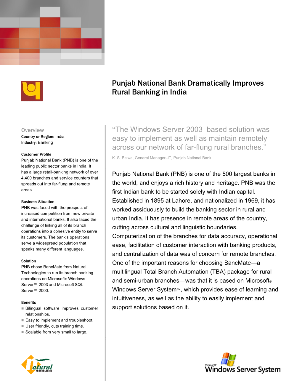Punjab National Bank Dramatically Improves Rural Banking in India