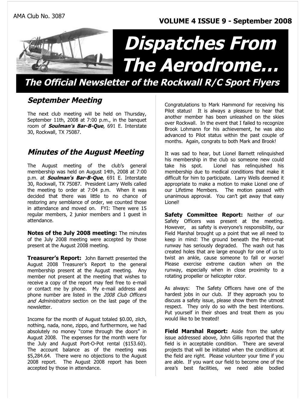 Dispatches from the Aerodrome September 2008 Page 2
