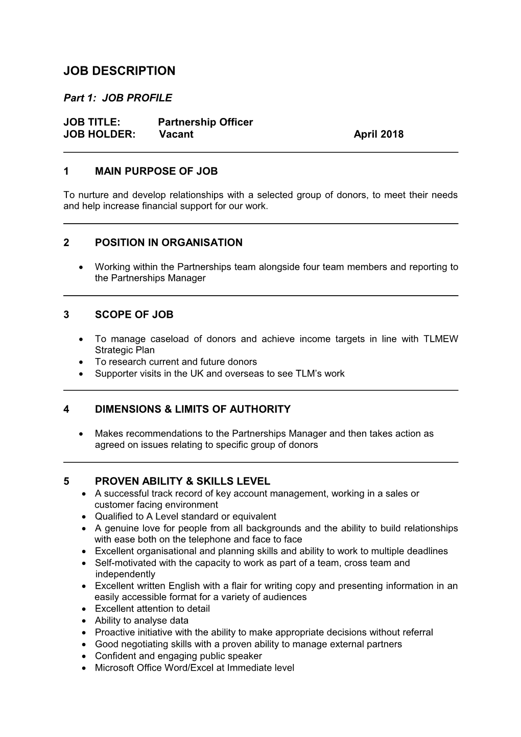 Appendix a - Reward Job Description Format