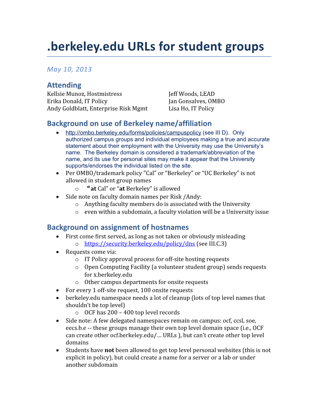 Berkeley.Edu Urls for Student Groups