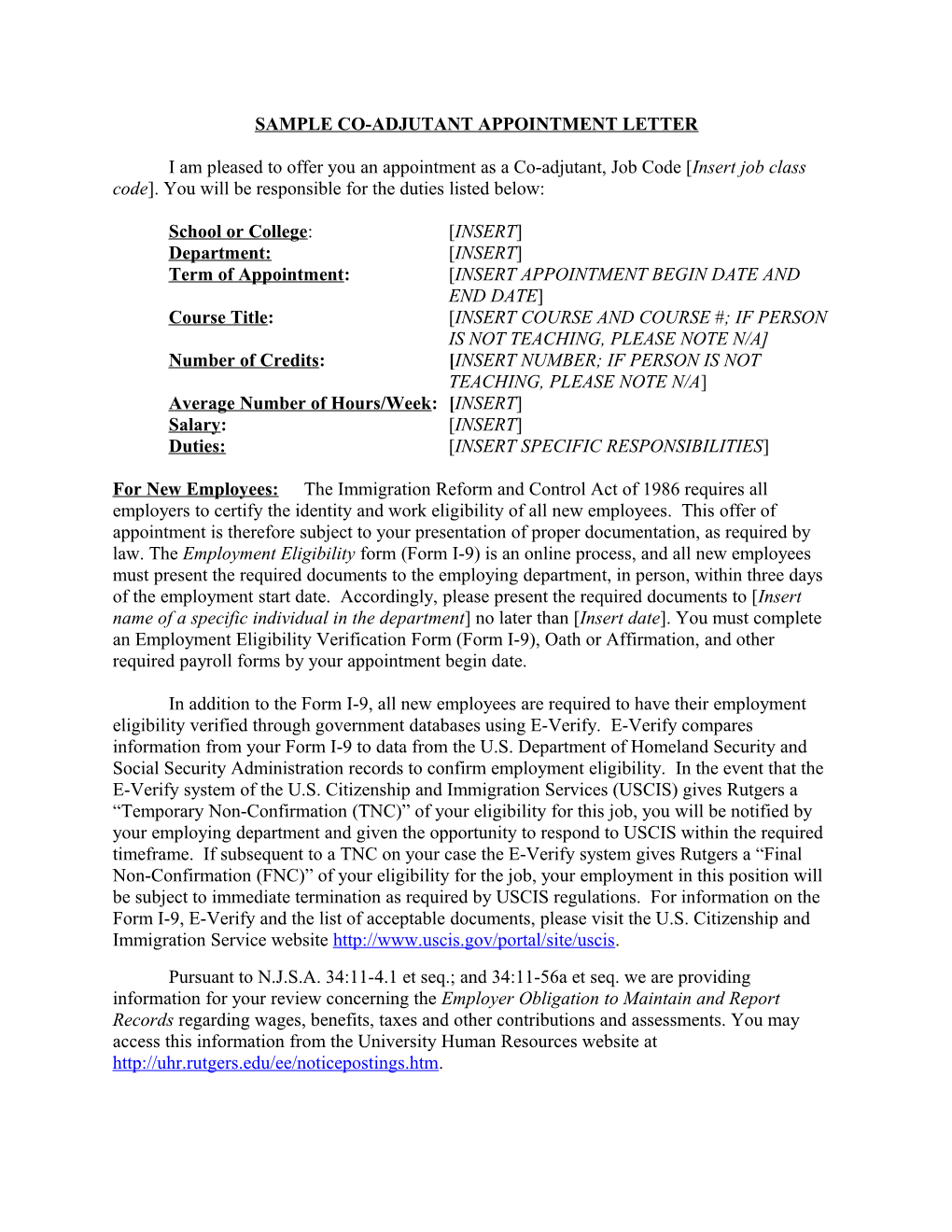 Sample Co-Adjutant Appointment Letter