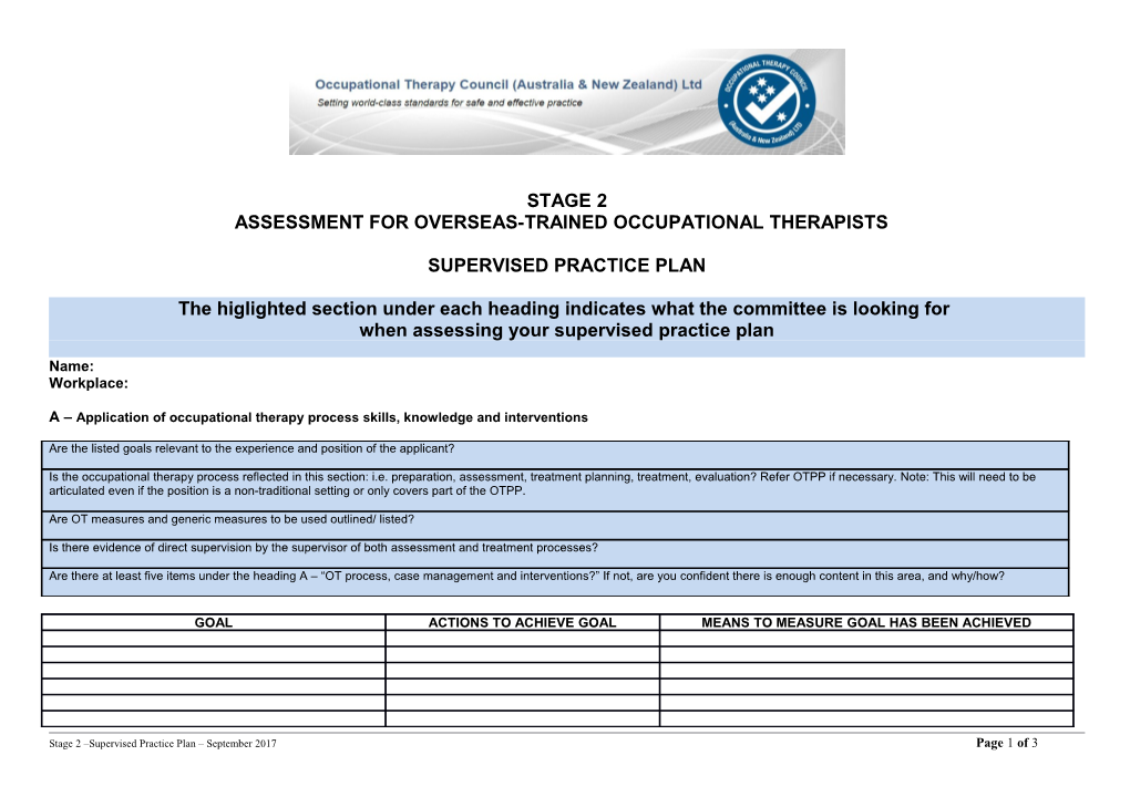 Assessment for Overseas-Trained Occupational Therapists