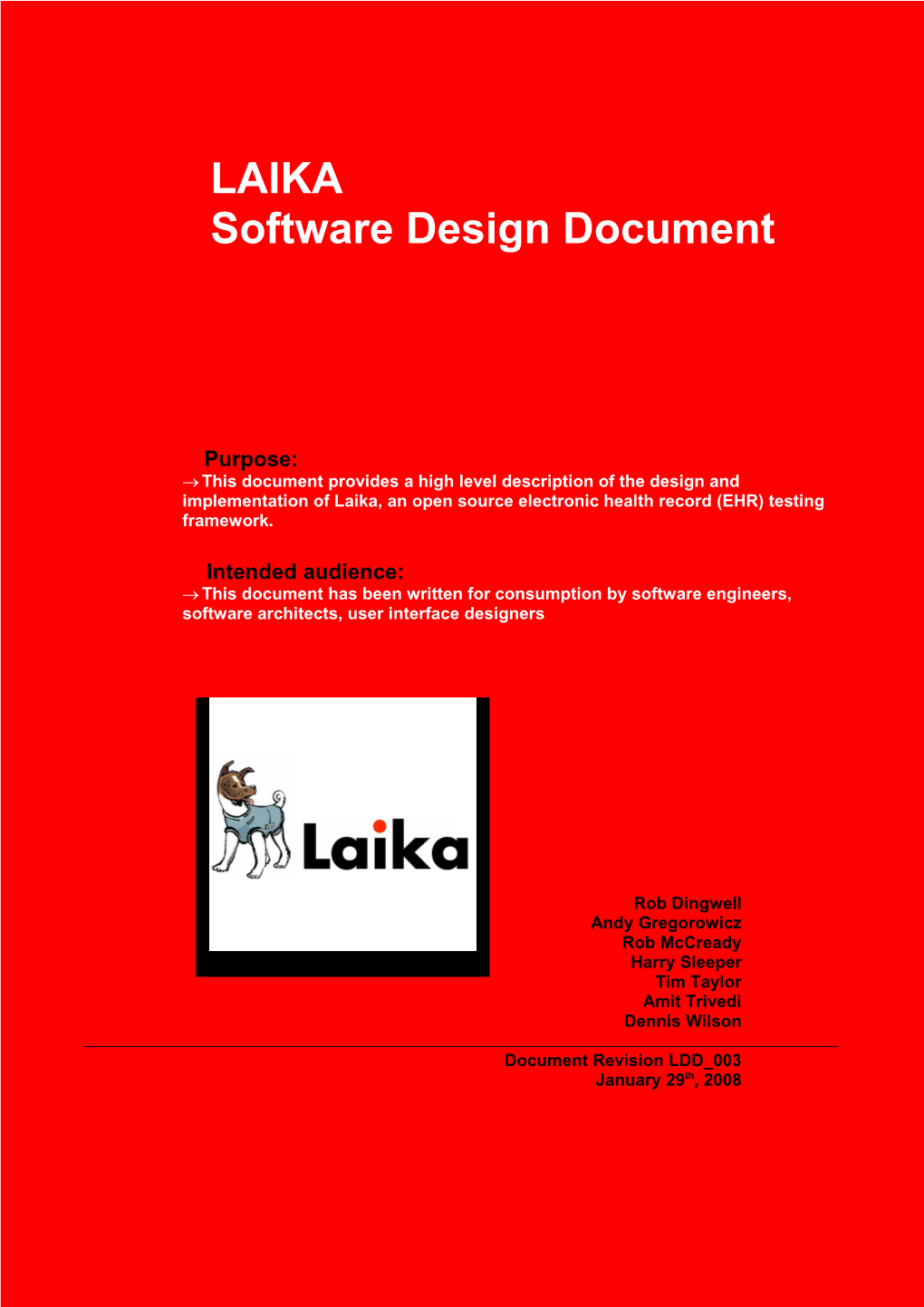 Project LAIKA - Software Design Document