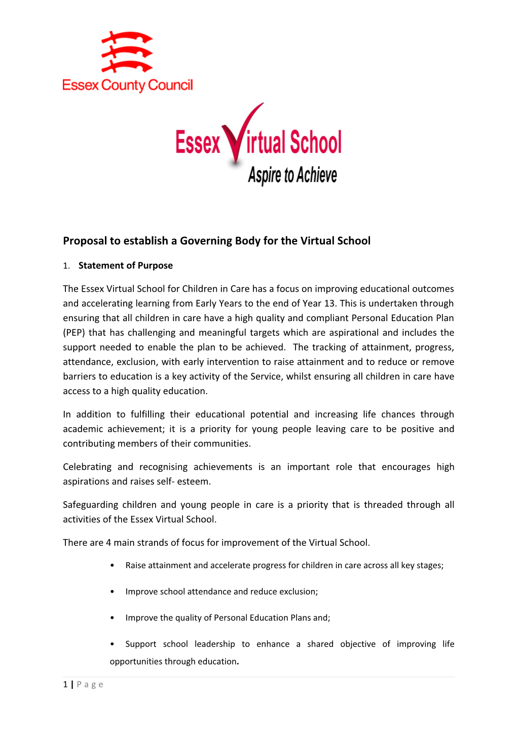 Proposal to Establish a Governing Body for the Virtual School