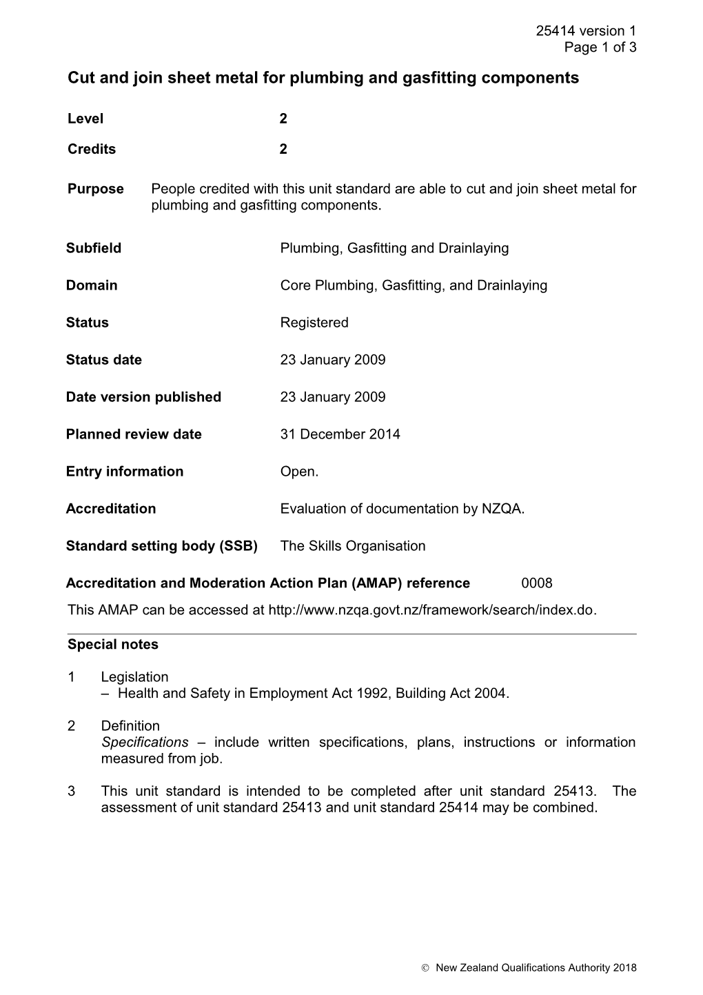 25414 Cut and Join Sheet Metal for Plumbing and Gasfitting Components