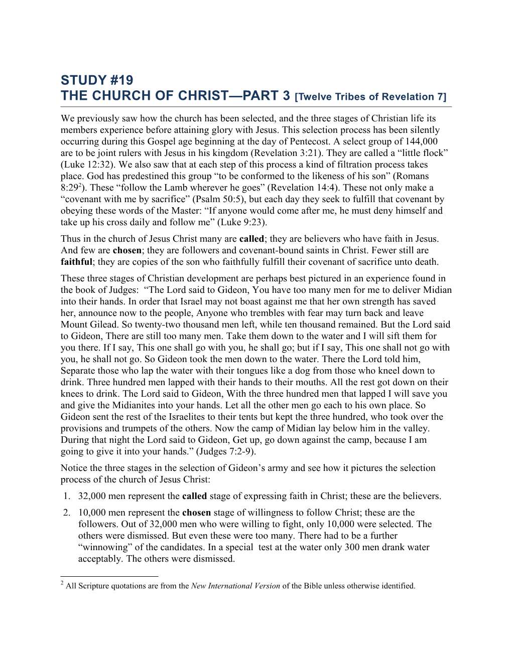 STUDY#19 the CHURCH of CHRIST PART 3 Twelve Tribes of Revelation 7
