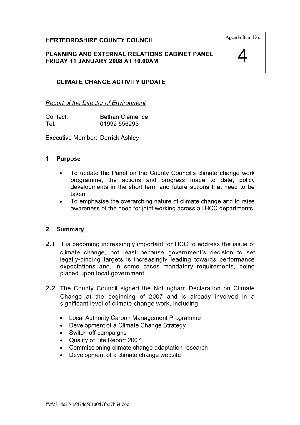 Planning and External Relations Cabinet Panel