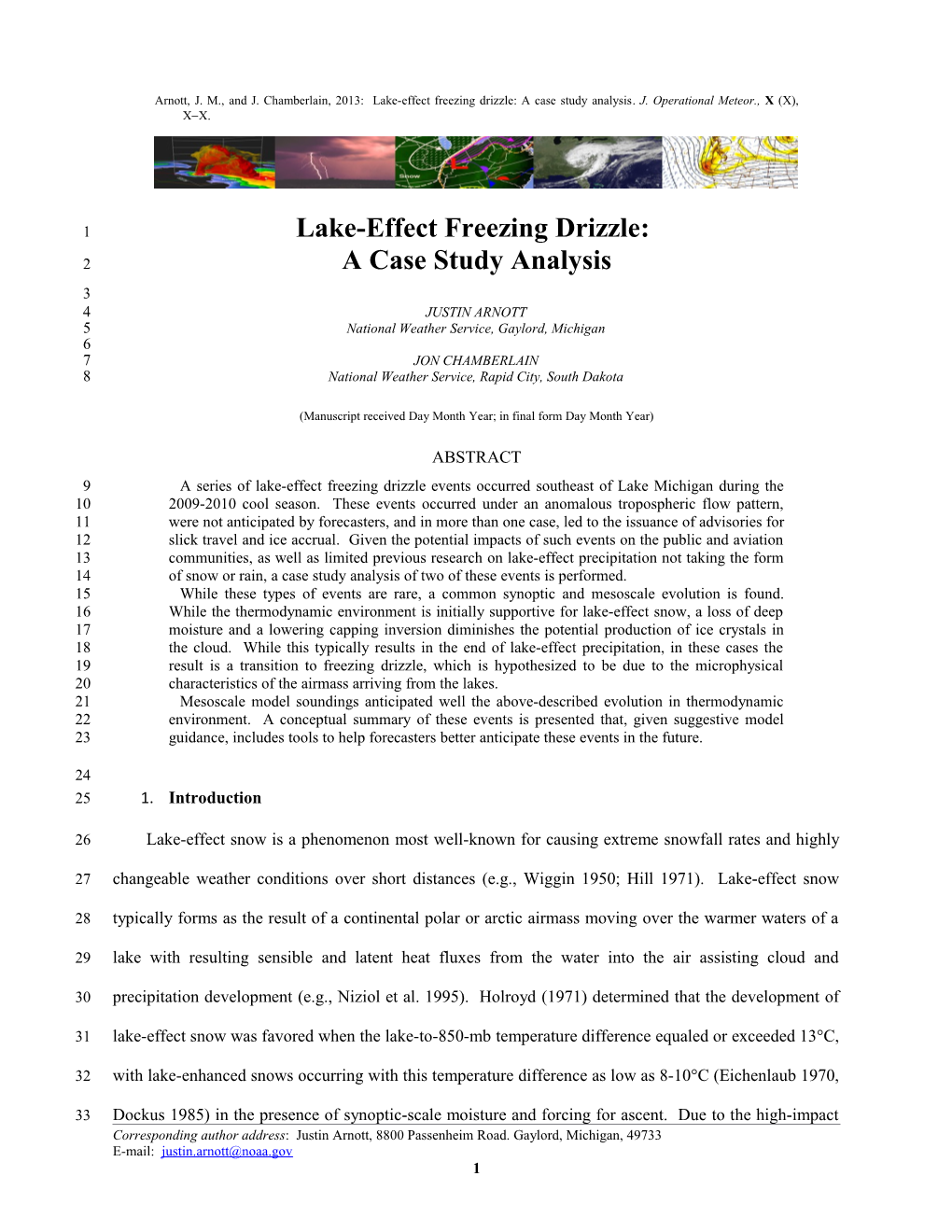 Arnott and Chamberlain Journal of Operational Meteorology Day Month Year