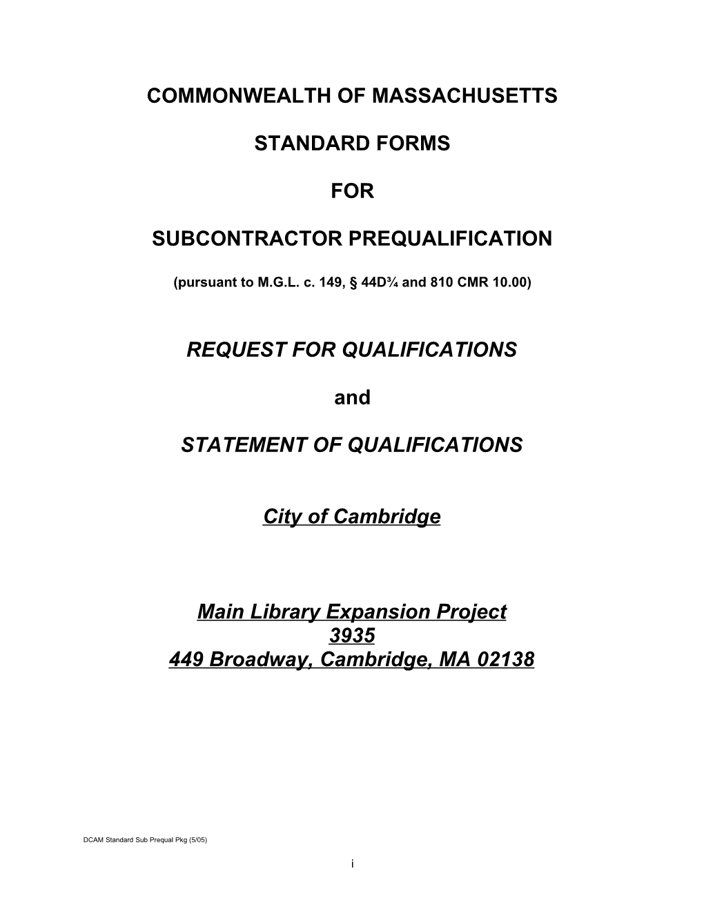 Request for Qualifications s1