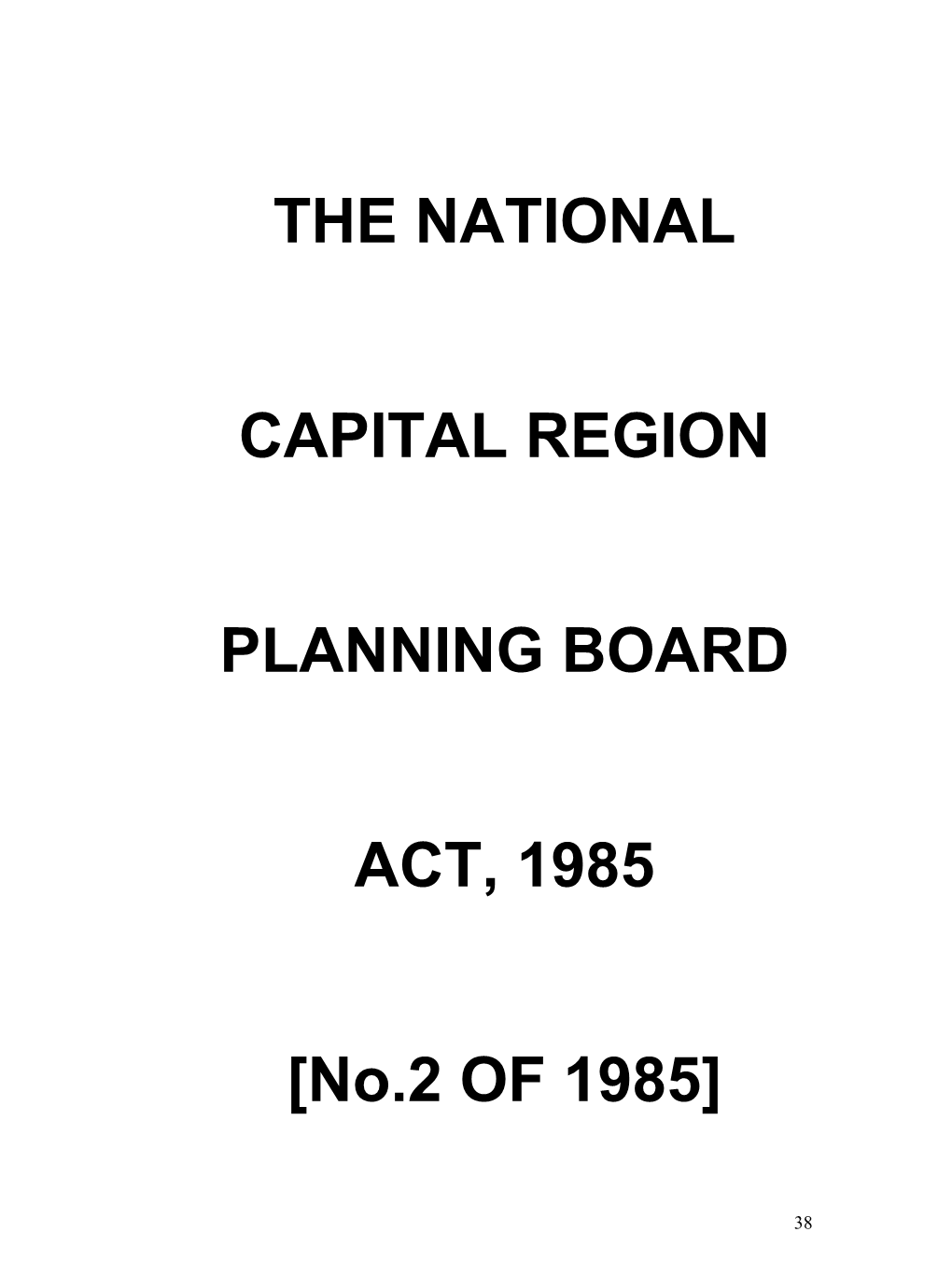 The National Capital Region Planning Board Act, 1985