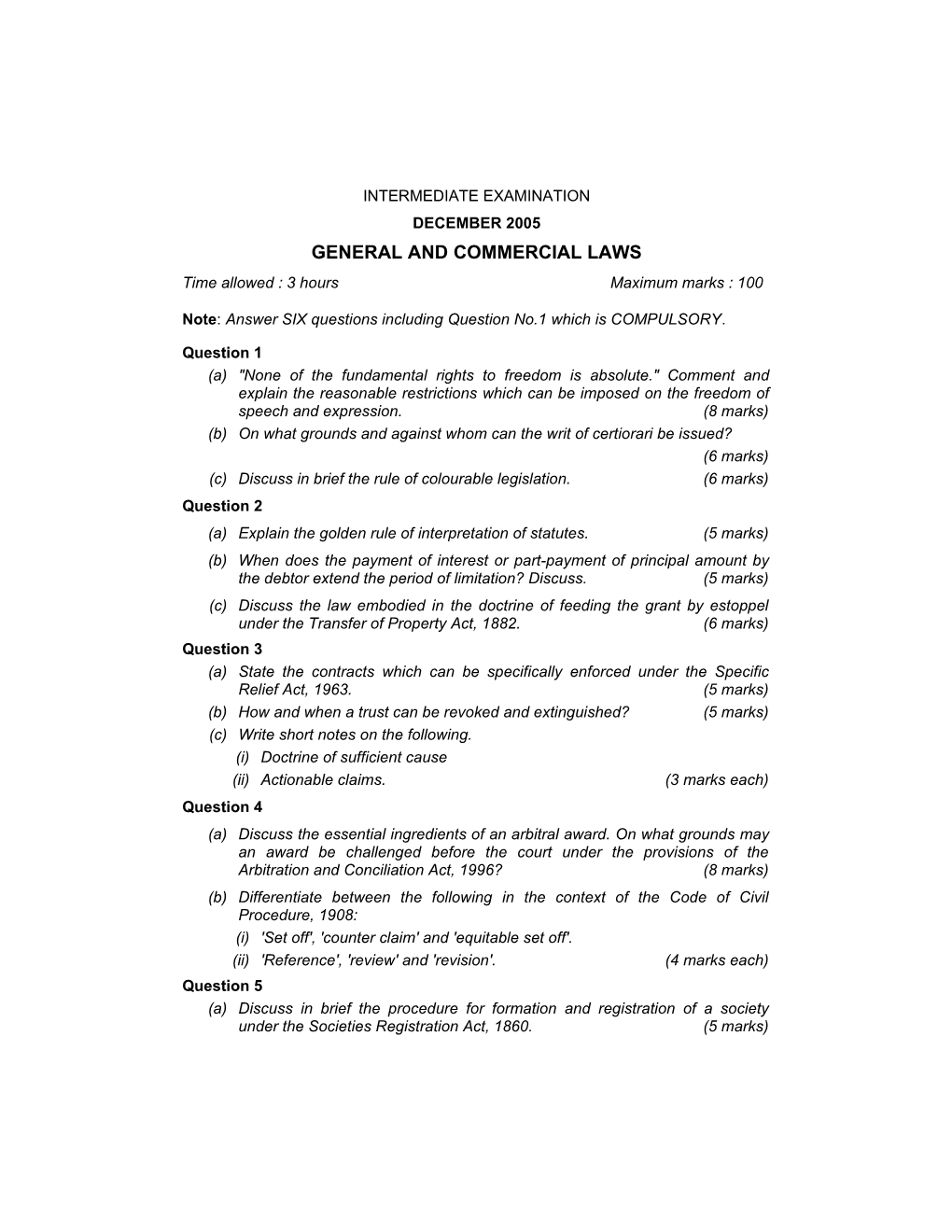 General and Commercial Laws