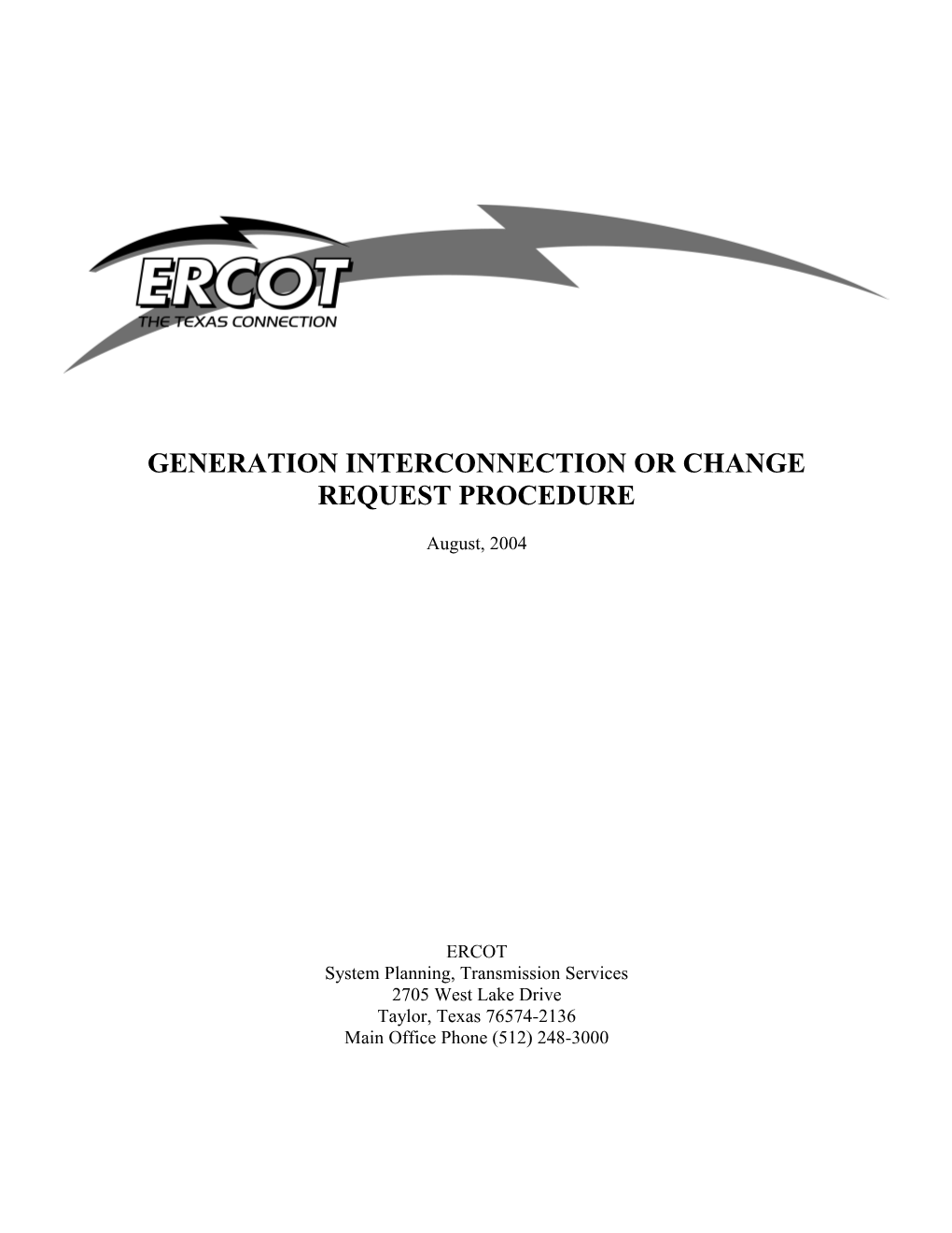 ERCOT Generation Interconnection Request