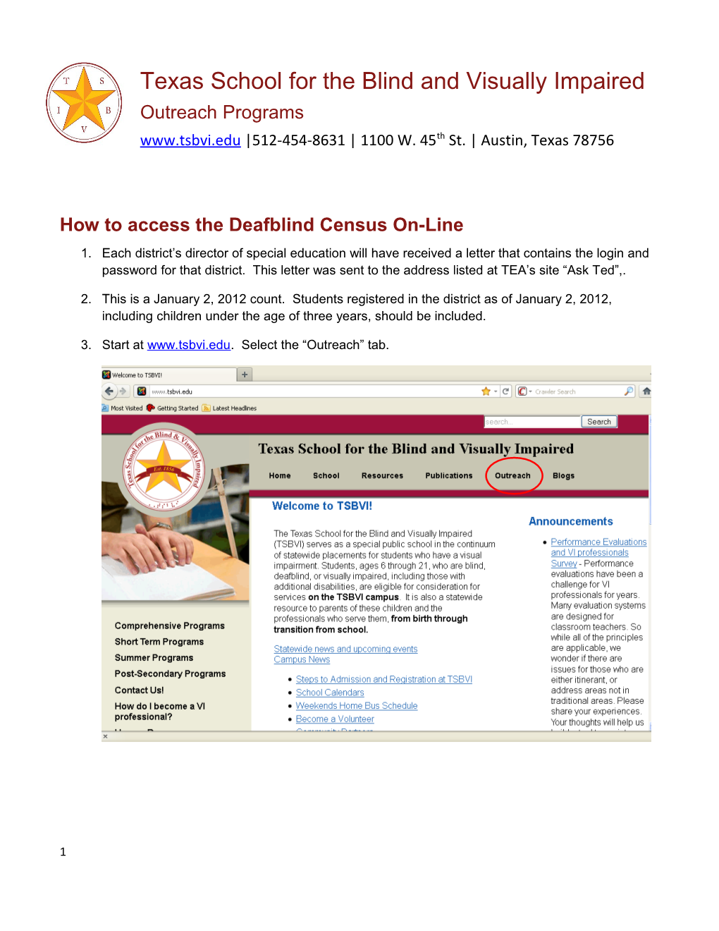 How to Access the Deafblind Census On-Line