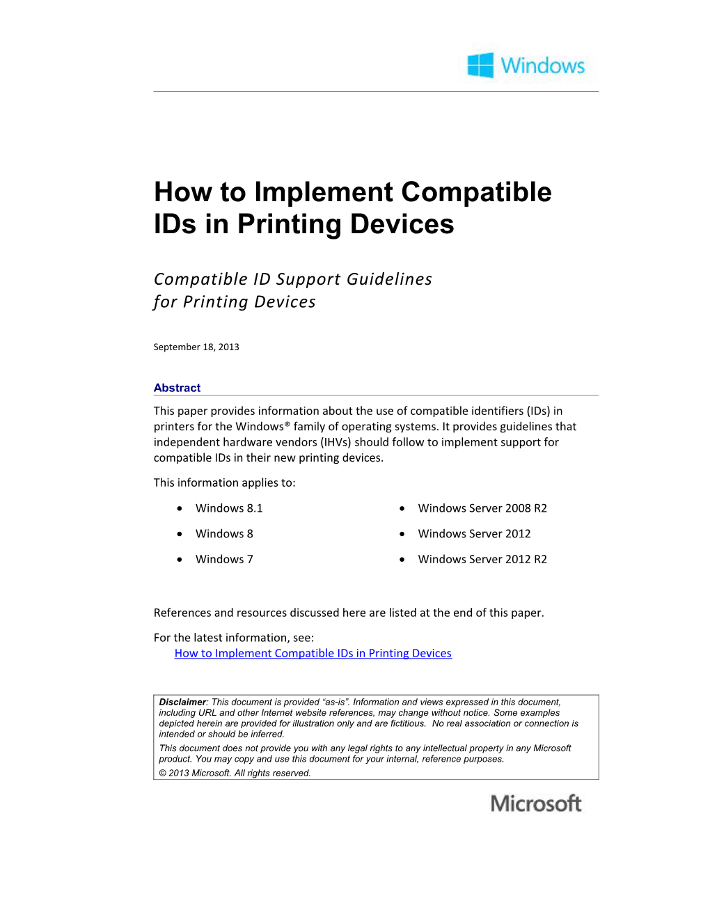 How To Implement Compatible Ids In Printing Devices
