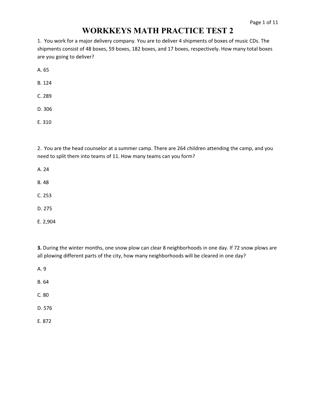 Workkeys Math Practice Test 2
