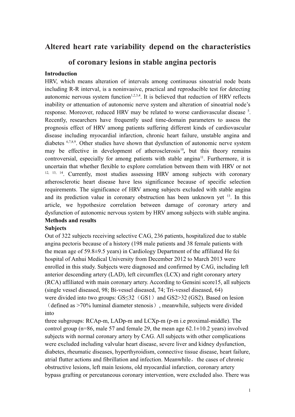 Altered Heart Rate Variability Depend on the Characteristics of Coronary Lesions in Stable