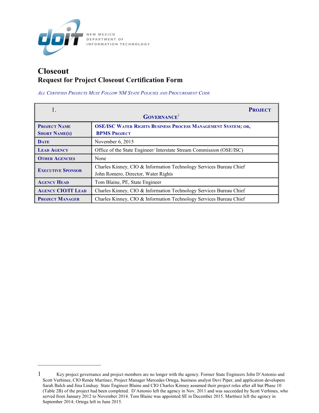 Request for Project Closeout Certification Form s3