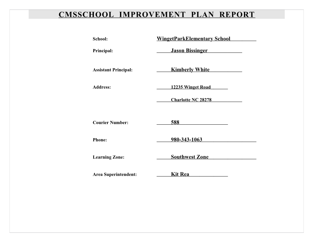 School Improvement Plan Report s1