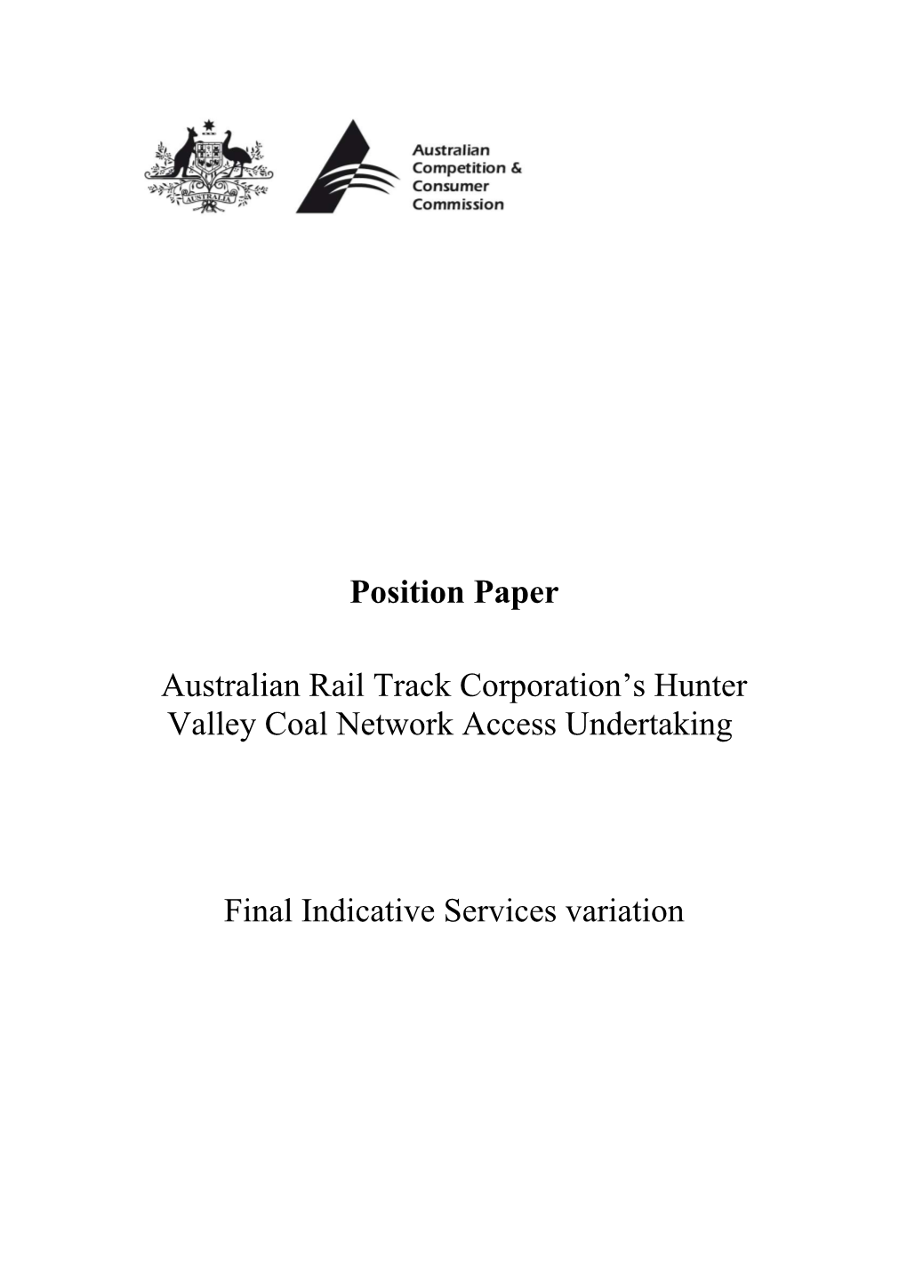 Australian Rail Track Corporation S Hunter Valley Coal Network Access Undertaking