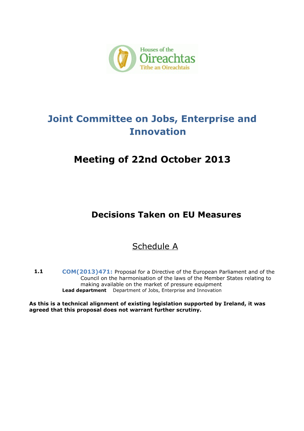 Joint Committee on Jobs, Enterprise and Innovation