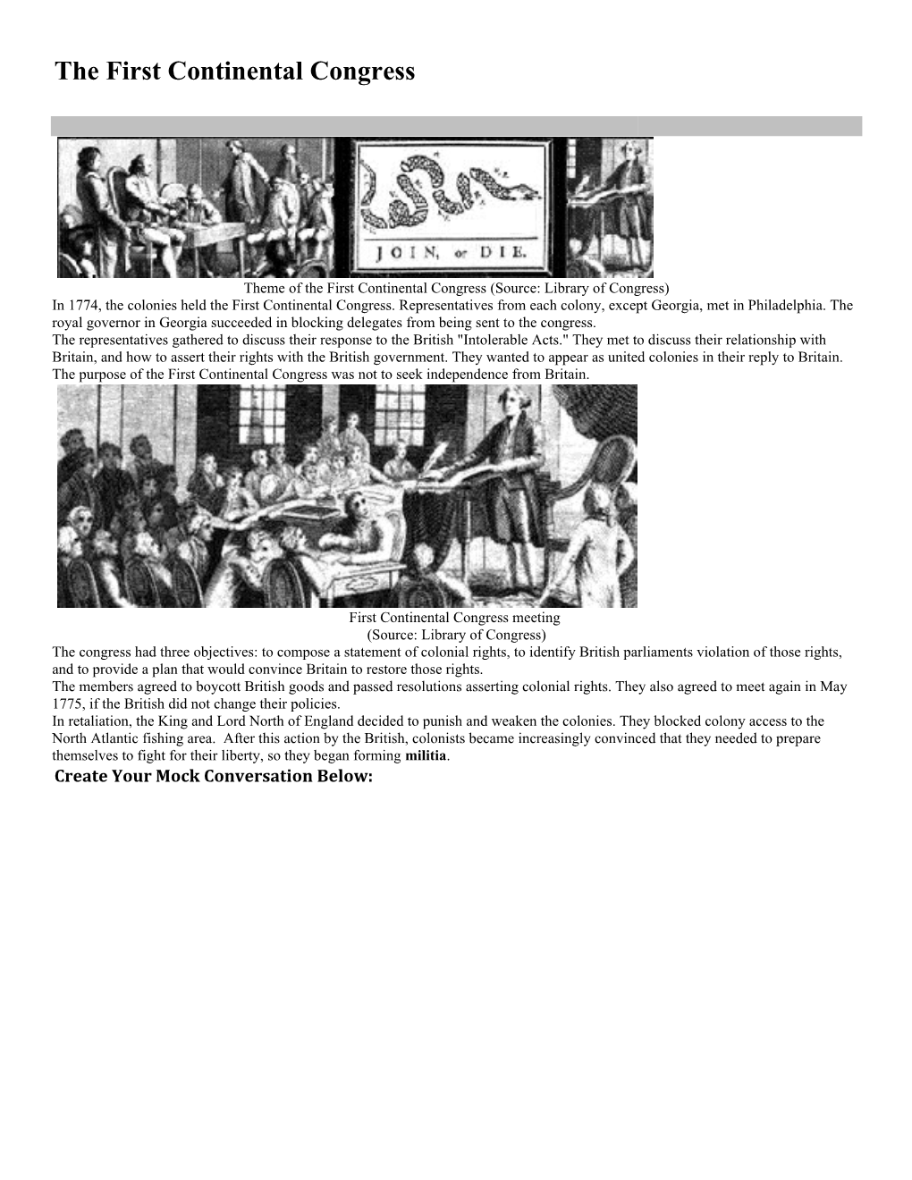 The First Continental Congress