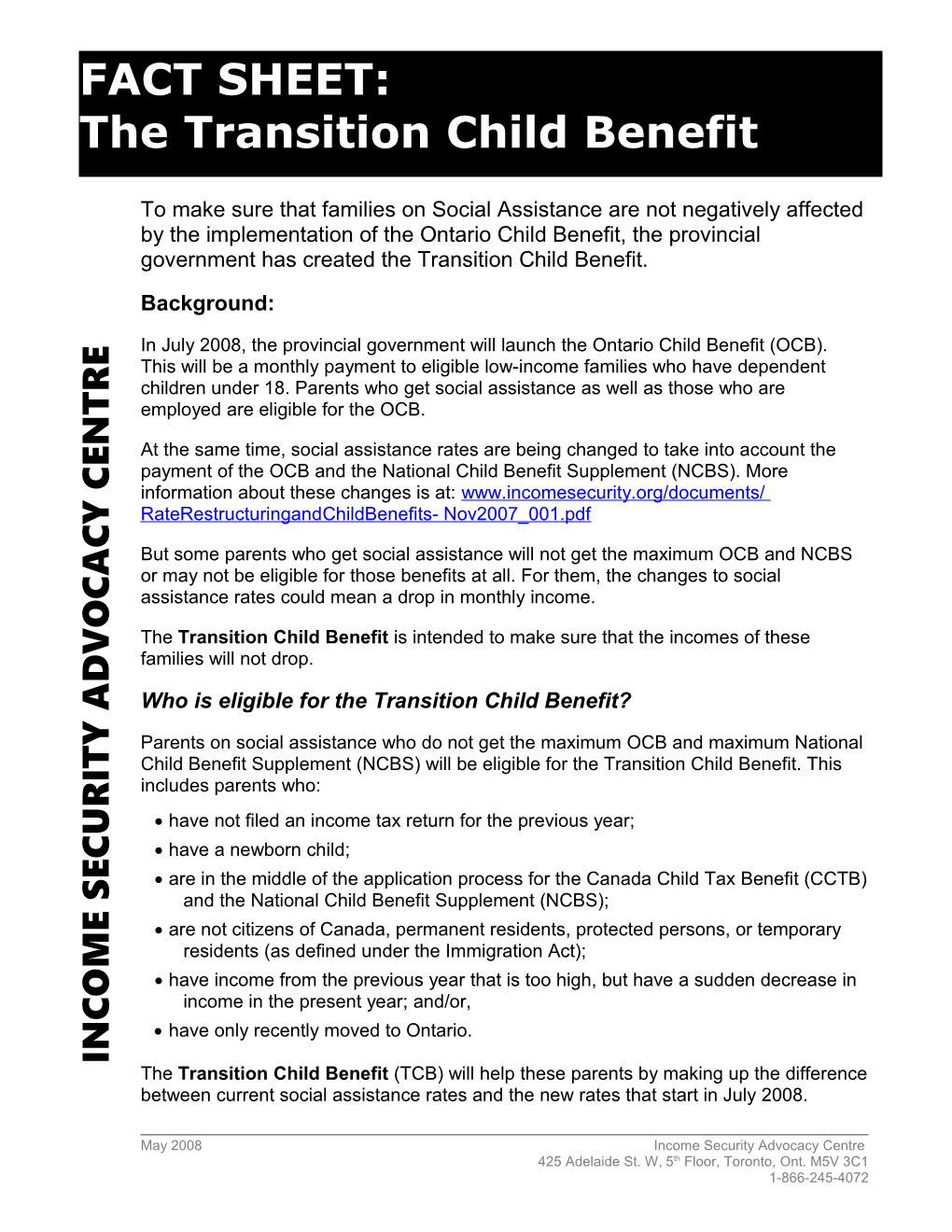 Transition Child Benefit